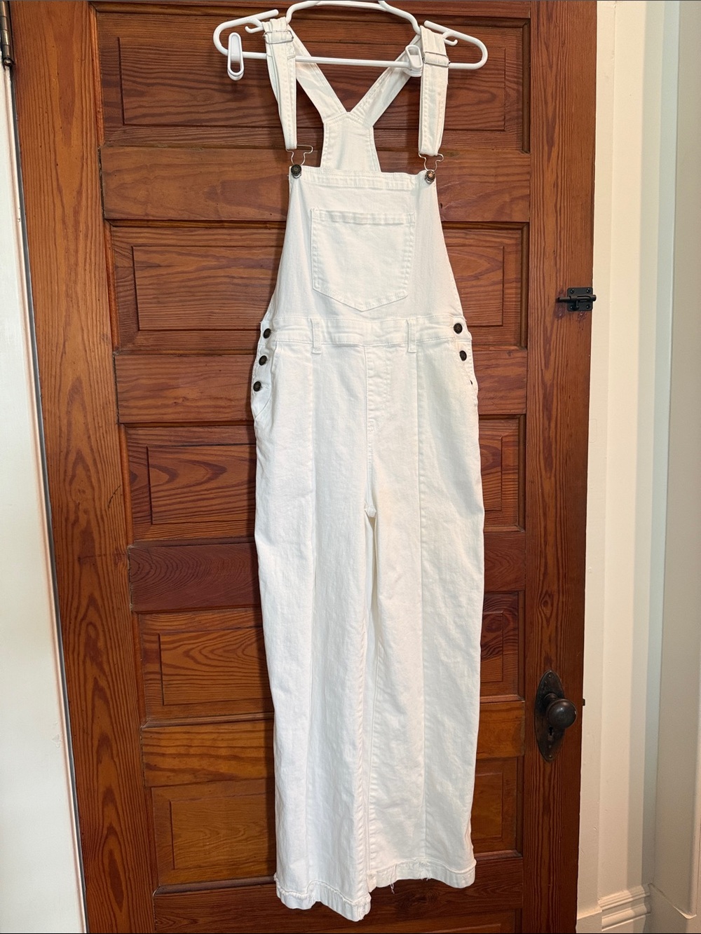 Women's White Denim Overalls with Front Bib
